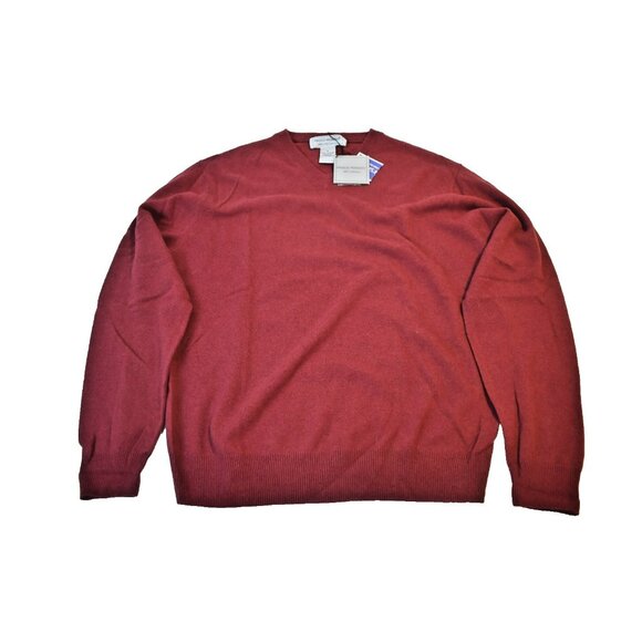 Paolo Mondo Womens 100% 2 Ply Cashmere V-Neck Long Sleeve Pullover Sweater M Red - Picture 1 of 8